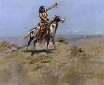 Amérindien œuvres - le signal Charles Marion Russell Indiens d’Amérique